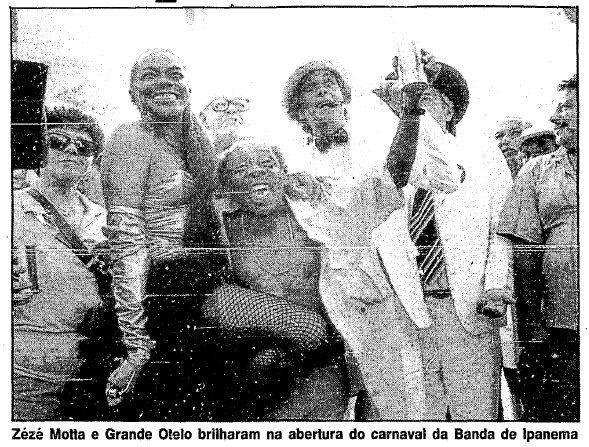 Zezé Motta e Grande Otelo na Banda de Ipanema em 1988